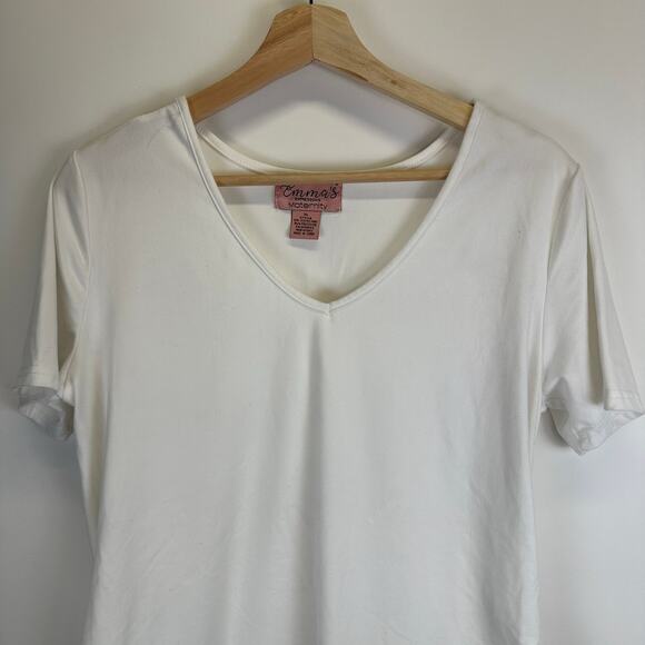NWT Emmas Expressions Black and White V Neck Short Sleeve Maternity Tops XL - Picture 8 of 9